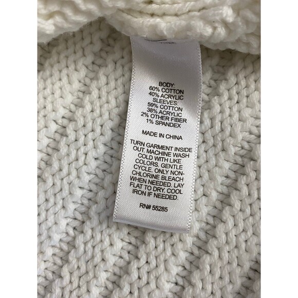 Express White Cable Knit V-Neck Sweater Tunic – Size small - Picture 3 of 5